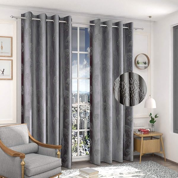 SMILETIME Silver Grey Crushed Velvet Curtains - 52x84 Inch Thermal Insulated Drapes, 2 Panels