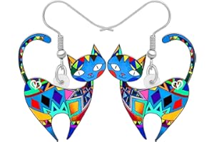 LONYOO Acrylique Chaton Boucles d’oreilles Chat Pendantes Anime Bijoux de Chat Cadeaux Femmes Filles Charms