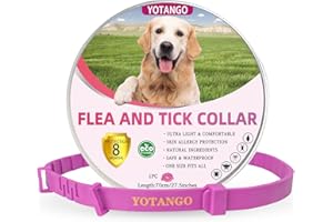 YOTANGO Collare Antiparassitario per Cani, Collare Antipulci Cane, Trattamento Collare Cane Antiparassitario Regolabile 8 Mesi di Protezione Naturale Antipulci per Cuccioli Cani di Grossa Taglia Rosa
