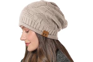 KORDEAR Beanie Hat Women - Winter Warm Knitted Beanies Ladies Thermal Wooly Hat Soft Stretch Slouchy Beanie Skull Cap Cable Knit Hat for Women Girls Outdoor UK