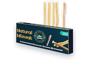 RAWAHA 4 Pcs Miswak Sticks with Holder - Vacuum Sealed Natural Chewing Miswak Sticks for Teeth - Natural Flavored Toothbrush for Teeth Whitening, Oral Health, and Fresh Breath || Pack of 4