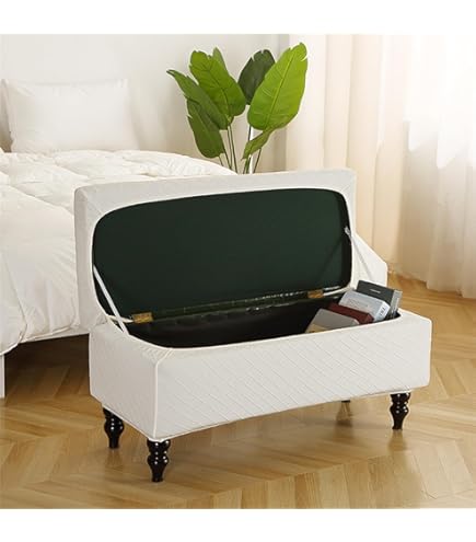 Copripouf In Velluto Elasticizzato - Fodera Morbida Per Poggiapiedi Quadrato 45x45 Cm - Bianco - Foto 9