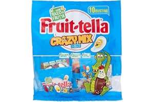 Fruittella Crazy Mix Mini, Caramelle Gommose, Gusto Frutta, Con Succo di Frutta, Senza Glutine, 1 busta da 250 Grammi con 10 Mini Buste da 25 Grammi