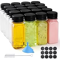 YZROHYI 15-tlg. Mini Flaschen Set | 60ml Mit Trichter & Bürste | Ideal Für Shots & Smoothies