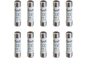 ELECTRON Confezione da 10 Fusibili cilindrico 10,3x38 10x38 mm, 500V 10A, uso industriale e civile CF, intervento ritardato, in ceramica, steatite, impiego gG, Potere interruzione (lk) 120KA