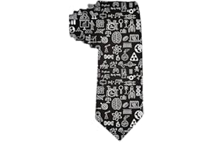 SARA NELL Science Math Physical Chemical Biology Black White Unique Gift Ties for Men Polyester Silk Ties Jacquard Neckties, Science Math Physical Chemical Biology Black White, One size