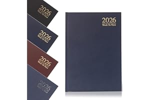 Evelay 2026 A5 Week To View Diary Full Year Planner Organiser Hardback Cover & Ribbon (Navy)