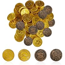 100 Pièces D'Or En Plastique Doré Pour Chasse Au Trésor Pirate - Jouet Pour Enfants, Cadeau D'Anniversaire