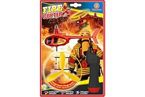 Paul Günther 1676 - Fire Copter, jeu d'hélice pour enfants à partir de 4 ans, hélicoptère volant avec poignée de lancement, diamètre du rotor env. 12,5 cm