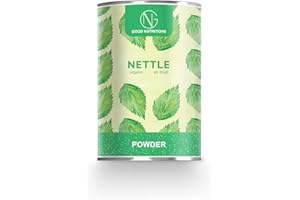 Good Nutritions® Brennnesselpulver – luftgetrocknet| Rohkostqualität| Bio| Vegan| ohne Zusatzstoffe| Smoothie, Smoothie Bowl, Joghurt, Dessert, Granola, 120g