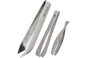 Fysell – Grätenzangen 3er Set für Fisch aus gebürstetem Edelstahl – Grätenpinzette mit geradem Kopf – Fischpinzette zum präzisen Entfernen von Fischgräten – rostfrei & spülmaschinenfest