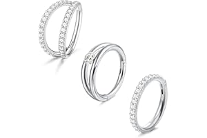 JeweBella 16G 316L Acier Chirurgical piercing conch Hinged Clicker Ring Piercing Septum Nez Anneau pour Femme Homme CZ Conch Daith Tragus Rook Cartilage Boucles d'oreilles Bijoux