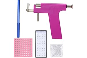 Layhou Juego de pistola para perforar la oreja Juego de pistola Juego de Herramientas Profesionales de Acero con 98 piezas de pendientes