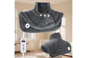 Olycism Termoforo Elettrico per Collo e Schiena 56 x 50cm Termoforo Cervicale e Spalle con 10 impostazioni di temperatura Spegnimento automatico Macchina Protezione dal surriscaldamento