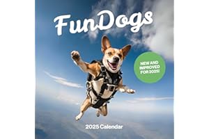 FUN PUGS Fun Dogs Dog Calendar 2025 - Large 12 Month 2025 Calendar Month to View Funny Calendar 2025 - Wall Calendar 2025 UK Made by Fun Pets