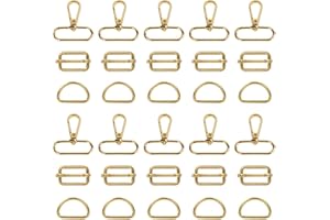 Csirnto 30 Stück Karabinerhaken Tasche 32mm Drehgelenk Karabinerhaken Schlüsselanhänger Karabiner mit Gold D Ringe Schnallen Metall Triglide Gurtversteller für DIY Taschenzubehör