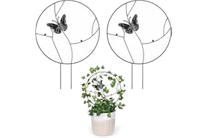 Grünara 2 Stück Rankgitter für Zimmerpflanzen und Garten - Metall Rankhilfe für Topfpflanzen, Stabile Pflanzenstützen für Deko Wohnzimmer (Schmetterling)