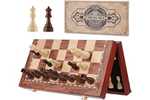Peradix Chess Set | Magnetic Wooden Chess Board Piece Set Games | 35x35cm Folding Chessboard for Storage | 2 Extra Queen | Strategy Educational Games for Kids and Adult