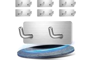 Vehepeay 6 Piezas Ganchos Adhesivos para Pared, 6mm Colgadores Adhesivos Resistentes Acero Inoxidable, Ganchos Adhesivos de Gancho Adhesivo Pared Aguanta hasta 15kg