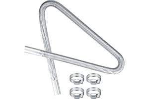 QOOSIKICC Tuyau d'échappement Acier Inox pour Générateur, 25 mm x 120 cm Tuyau d'Echappement de Voiture Flexible pour Générateurs Chauffage Auxiliaire Diesel Chauffage de Stationnement + 4 Colliers de Serrage