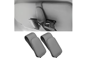‎ANWLKI Anwlki Brillenhalt Brillenhalter für Auto Sonnenblende 2 Packungen Magnetisch Leder Sonnenbrillenhalter Auto Brillenhalterung Ticket-Karten-Clip (Grau)