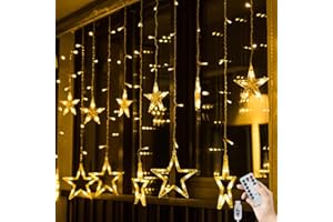 BLOOMWIN Rideau Lumineux Étoiles 2m Blanc Chaud Rideau Guirlande Lumineuse Fenêtre Noël Intérieur 8 Modes USB LED Décoration Noël Fenêtre Lumineux Deco Mariage Jardin Chambre Anniversaire Bébé Camping