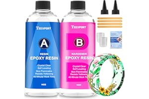 Teexpert Epoxidharz mit Härter, 32OZ/950ml Hochglanz Epoxidharz Set, Blasenfreies Beschichtungs- und Gießharz für DIY-Kunst, Schmuck, Untersetzer, Weihnachtsdekorationen, Tischplatten, Formen, Holz