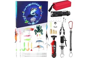 BITOYO Calendario de Adviento 2025 Pesca Hombre - 24 Días Navidad Calendario Adviento Pesca con Señuelos Herramientas Advent Calendar Men Pescador Regalos para Hombre Adolescentes Niños