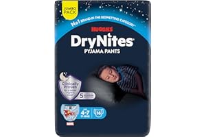 Huggies DryNites Calzoncillos absorbentes para niño 4-7 (17-30 kg), Clínicamente probado con 5 capas de protección nocturna, 16 pañales de noche