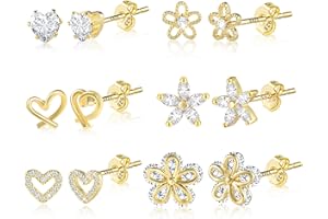 ALEXCRAFT Ohrstecker Silber 925 Ohrringe Set For Damen Herren Hypoallergen Sleeper Stud Set