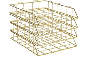 Acesunny 4 x porta documenti in metallo per scrivania, supporto per documenti, in oro rosa