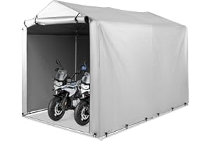 GOPLUS Garagenzelt, 218x160x164cm Carport wasserdicht mit aufrollbarer Reißverschlusstür & robustem Metallrahmen, Lagerzelt Zeltgarage für Fahrräder, Gartengeräte, Motorräder (Silbergrau)