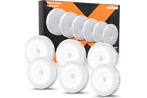 DAPHOMEU 6 Pack Luz Led Nocturna con Sensor de Movimiento,12 LED, Lámpara LED Recargable USB, Luz Nocturna para pared, iluminación de armario, sensor de movimiento interior para escaleras, dormitorio, cocina.