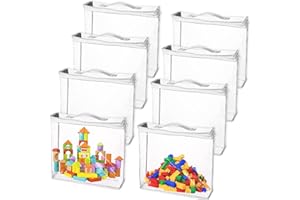 ZWQLZG 8 Stück Spielzeug Aufbewahrungstasche, Transparente tasche Plastiktasche Tasche mit Reißverschluss und Griffen, Aufbewahrung Spielzeuge, PVC Spielzeug Aufbewahrung Beutel für Bausteine Puzzles