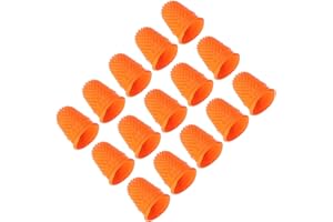 PATIKIL Embouts de doigts en caoutchouc, 15 Pack Protecteur de bout de doigt en silicone pour le pouce et les doigts, Protège-doigts pour le comptage au bureau,la couture, Taille XS orange