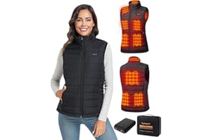 Topdot Chaleco Calefactable Mujer, Chaleco Térmico con Batería de 7.4V 16000mAh, 8 Zonas de Calentamiento, Chaleco Calefactable Eléctrico Ligero con 3 Temperaturas para Ciclismo, Trabajo al Aire Libre