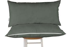 Vargottam Indoor/Outdoor Polyester Fabric Lumbar Pillow With Insert, All-Weather Waterproof Decorative Throw Pillow for Patio Furniture- 12" x 24" Set of 2 - Gray