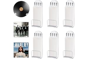 STSAIL 6PCS Vinyl Wall Mount Vinyl Shelf Vinyl Shelves Record Wall Mount Clear Acrylic Shelves Vinyl Record Display for Bedroom Kitchen Corner Wall Shelves for Record Book CD