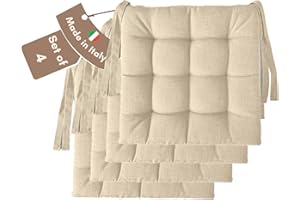 Il Tuo Artigiano Design Set 4 o 6 Cuscini per Sedie da Cucina Made in Italy - Cuscini Sedie Cucina set da 6 40x40 cm spessore 6 cm - Imbottiture in Spugna e morbido acrilico (4, Avorio)