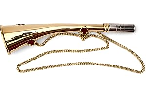 NKlaus corno da nebbia marittimo 23cm ottone massiccio oro con catena 23cm suono autentico 11697