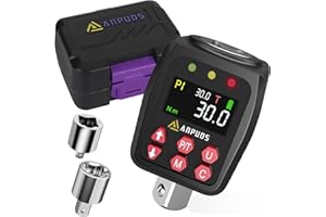ANPUDS Llave Dinamométrica Digital, 1/2" Adaptador de par Digital 1.5-30Nm, Alta Precisión ±1%, Memoria Preestablecida, Zumbador e Indicador LED con Adaptador de 1/4" y 3/8" para Coche, Moto