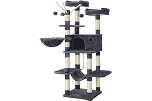 Feandrea Kratzbaum, XXL Katzenbaum, 164 cm, rauchgrau PCT087G01