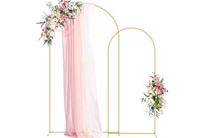 Wokceer Wedding Arch Backdrop Stand 7.2FT, 6FT Gold Metal Arch Stand Set of 2 for Birthday Party Wedding Ceremony Baby Shower Graduation Decoration