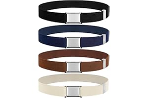 CoKeeSun 4 pezzi Elastica Cintura per Bambino, 40-75 CM Cintura Regolabile, Cintura con Quadrata Fibbia per Ragazzi e Ragazze 6-14 Anni, per Jeans, Pantaloncini, Pantaloni, Vestito