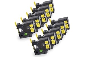 Molabel 45018 12 mm x 7 m kompatybilna z Dymo D1 taśma do etykiet żółta 45018 S0720580, jako zamiennik taśmy do etykiet D1, 12 mm, czarny na żółtym do Dymo LabelManager 160 210D 260P 280 360D 420