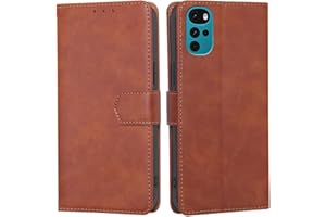 Aggoly for Motorola Moto G22 Wallet Case, Premium Leather Flip Folio Wallet Case [Card Slots] [Kickstand] [RFID Blocking] Shockproof Cover For Motorola Moto G22 Phone (Brown)