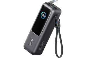 Anker laptop powerbank, 25000mAh, 100W, utdragbara kablar, 3 portar | Tre USB-C-portar, inbyggda och utdragbara kablar, laddning av flera enheter, för iPhone 17/16/15, MacBook, Samsung
