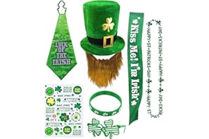 Dodheah Día de San Patricio Set Sombrero Accesorios de Disfraces Decoraciones Irlanda Verde Diademas Corbata Set Carnaval Fiesta Temática