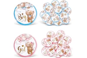 Tyqour Gender Reveal Pins, 50 stycken, 3,8 cm (1,5 tum), team pojke eller flicka, för kön: reveal fester, gästpresenter och spel