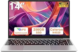 bvate PC Portatile 14 pollici Notebook Win 11 upto 2.8 GHz 256 GB ROM Supporta l'espansione SSD 1TB Celeron N4020 2.4G+5G WiFi 4.2 USB HDMI Tastiera italiana membrana mouse senza fili-silver